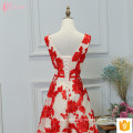 Lindo lindo Applique Embroided Flower Red Puffy Sexy Prom Dress 2017 para meninas